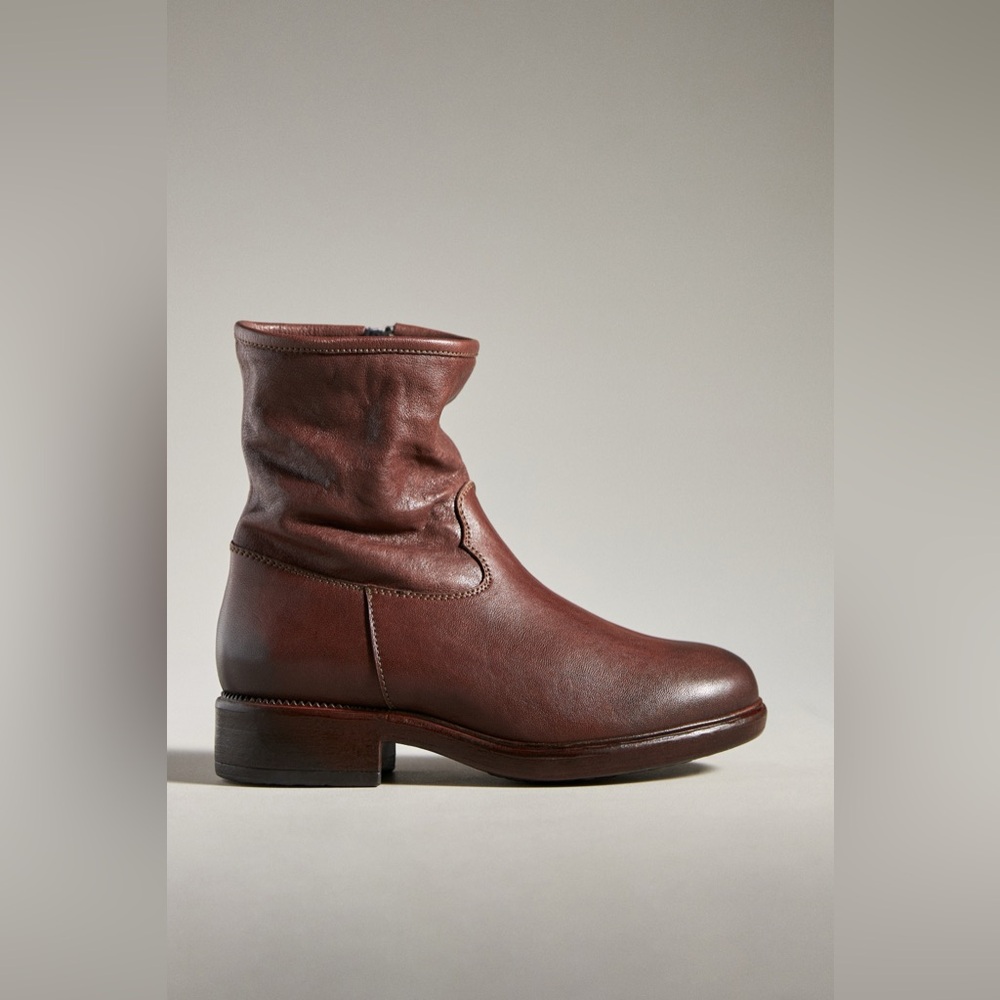 New Cordani x Anthropologie Perry Waterproof Brown Moto Boots Shoes sz 37